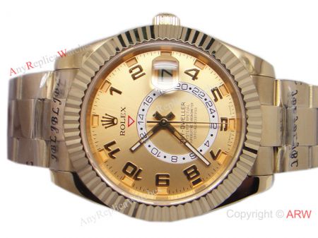 High Quality Rolex Sky Dweller Gold Replica Watch 42mm